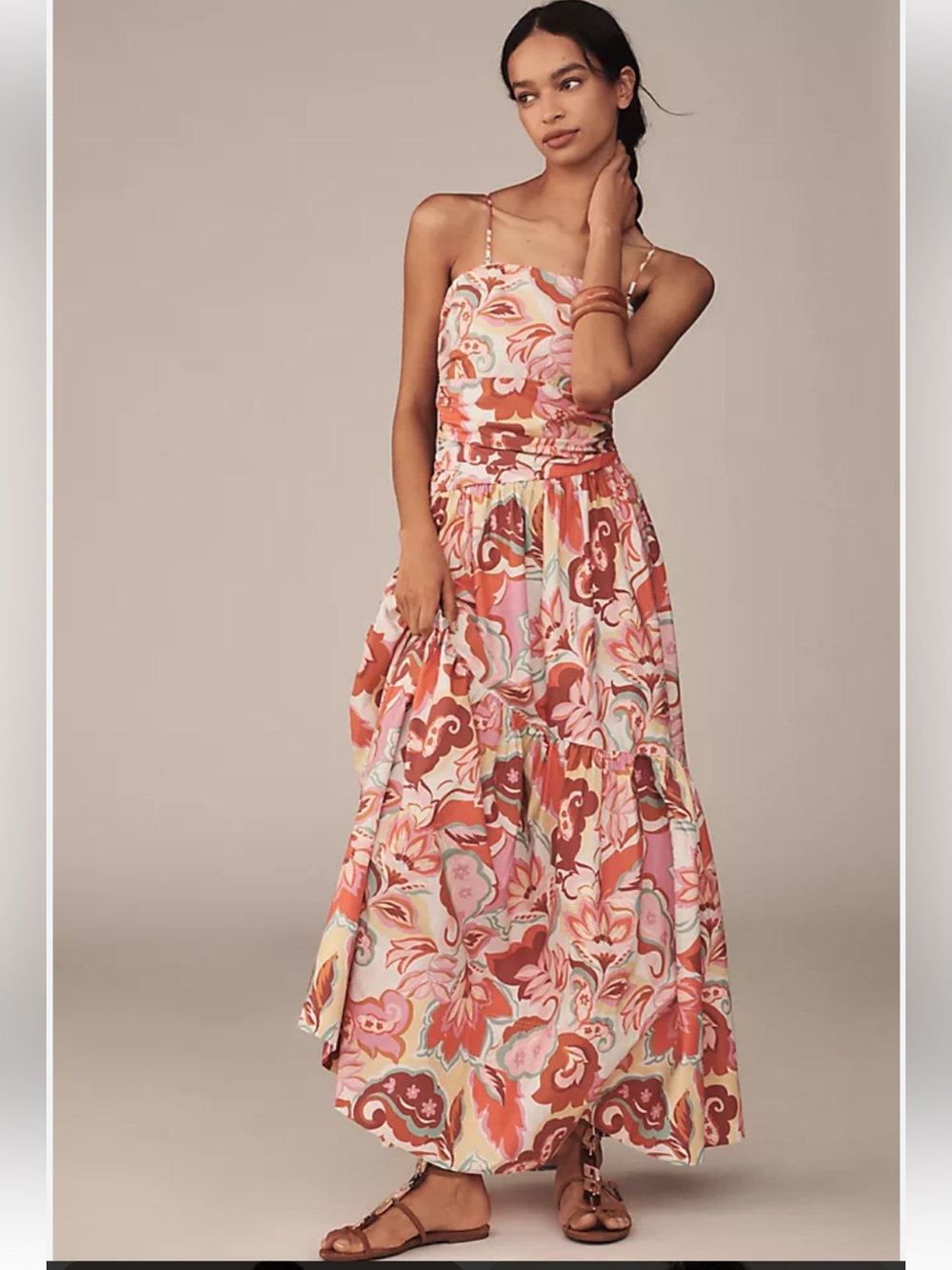 Anthropologie Love The Label Printed Cotton A-Line Maxi Dress